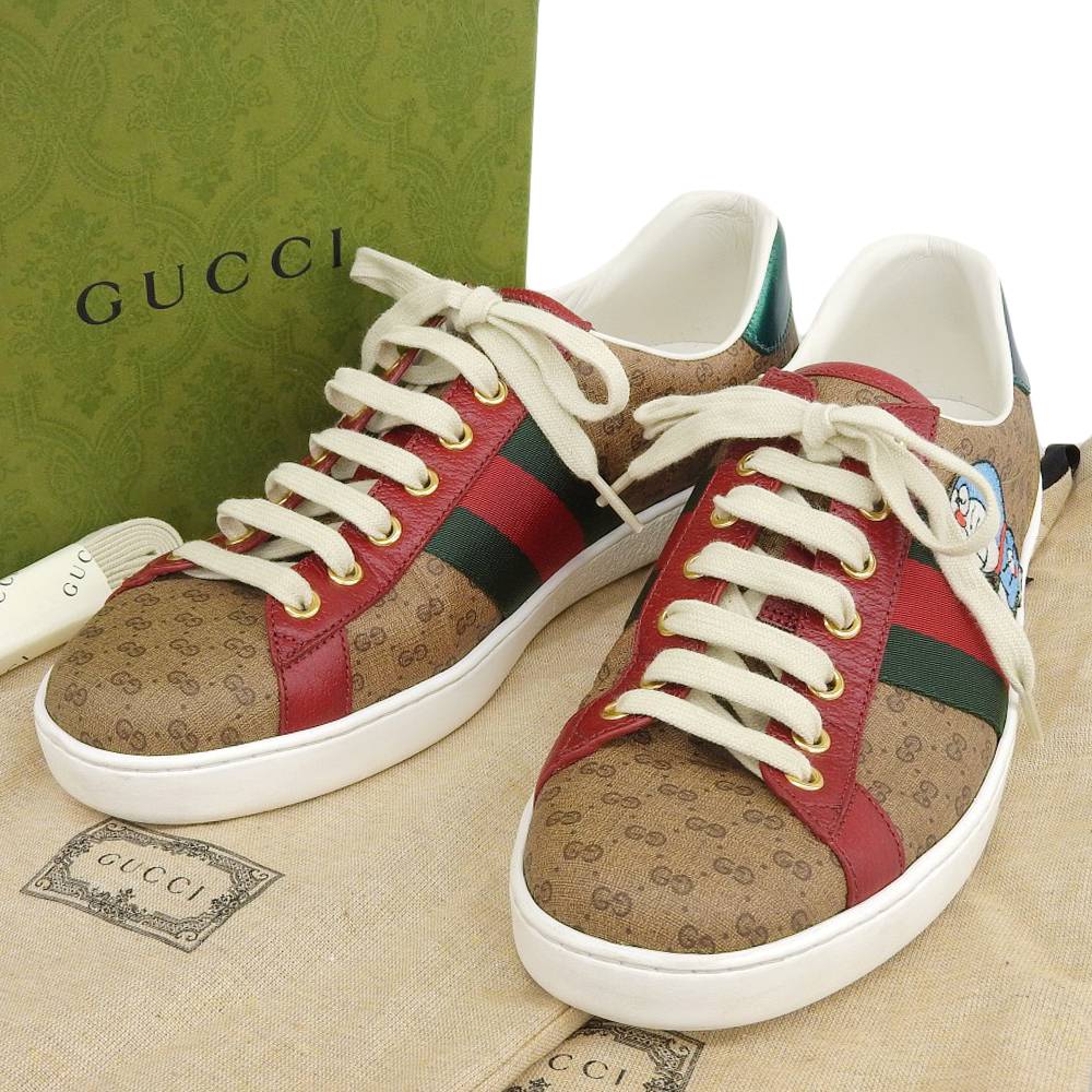 【本物保証】 箱・布袋付 超美品 グッチ GUCCI × ドラえもんコラボ シェリーラインローカット スニーカー GGスプリーム 7.5 655021 希少 【中古】画像