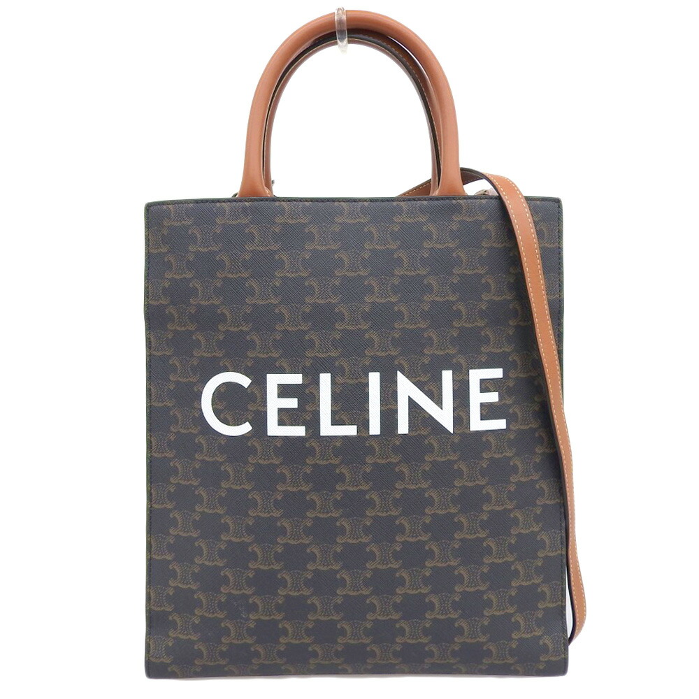 【本物保証】 超美品 セリーヌ CELINE トリオンフ スモール バーティカル カバ 2WAY トートバッグ ショルダーバッグ ブラウン 191542 【中古】｜高島屋質店【創業73年老舗質屋】