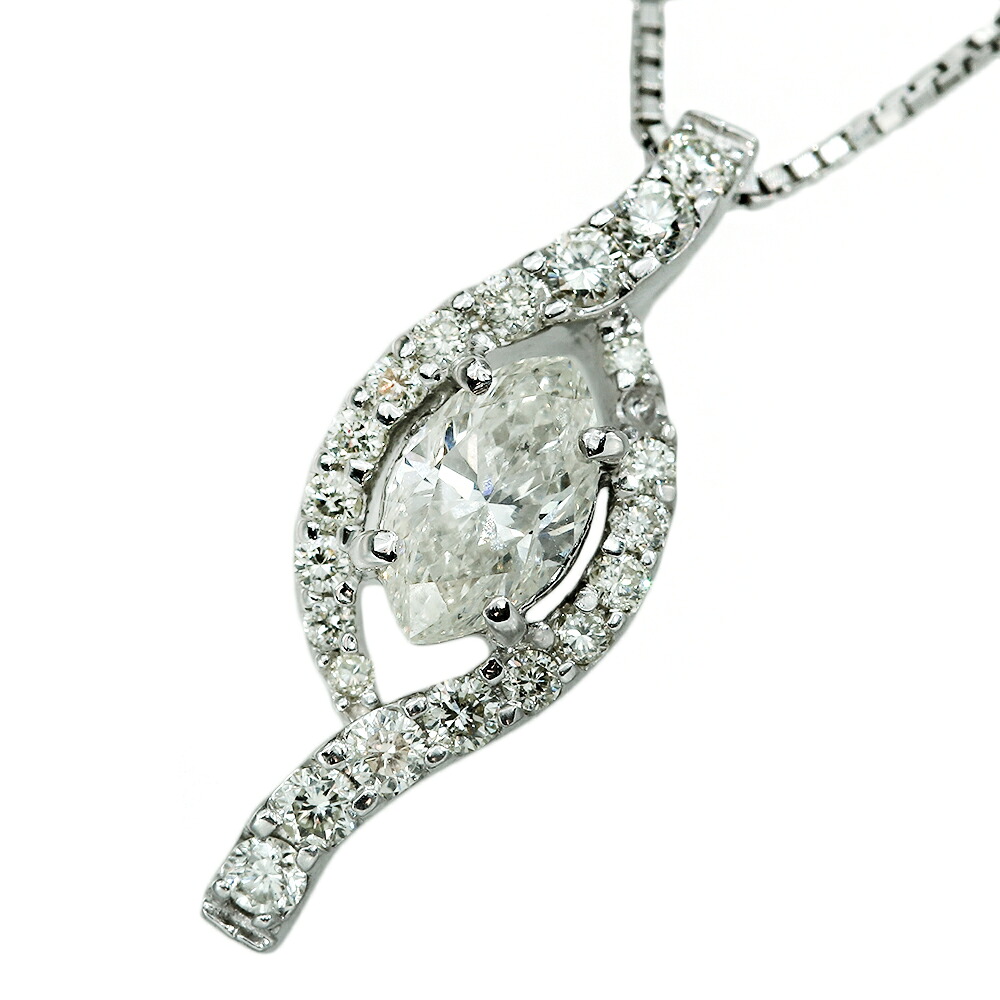 【本物保証】 鑑付 新品同様 ネックレス 約5.0g K18WG ダイヤ0.772ct メレダイヤ0.39ct 0.7ctup マーキース キレイ ノーブランド No brand 【中古】 86,900円