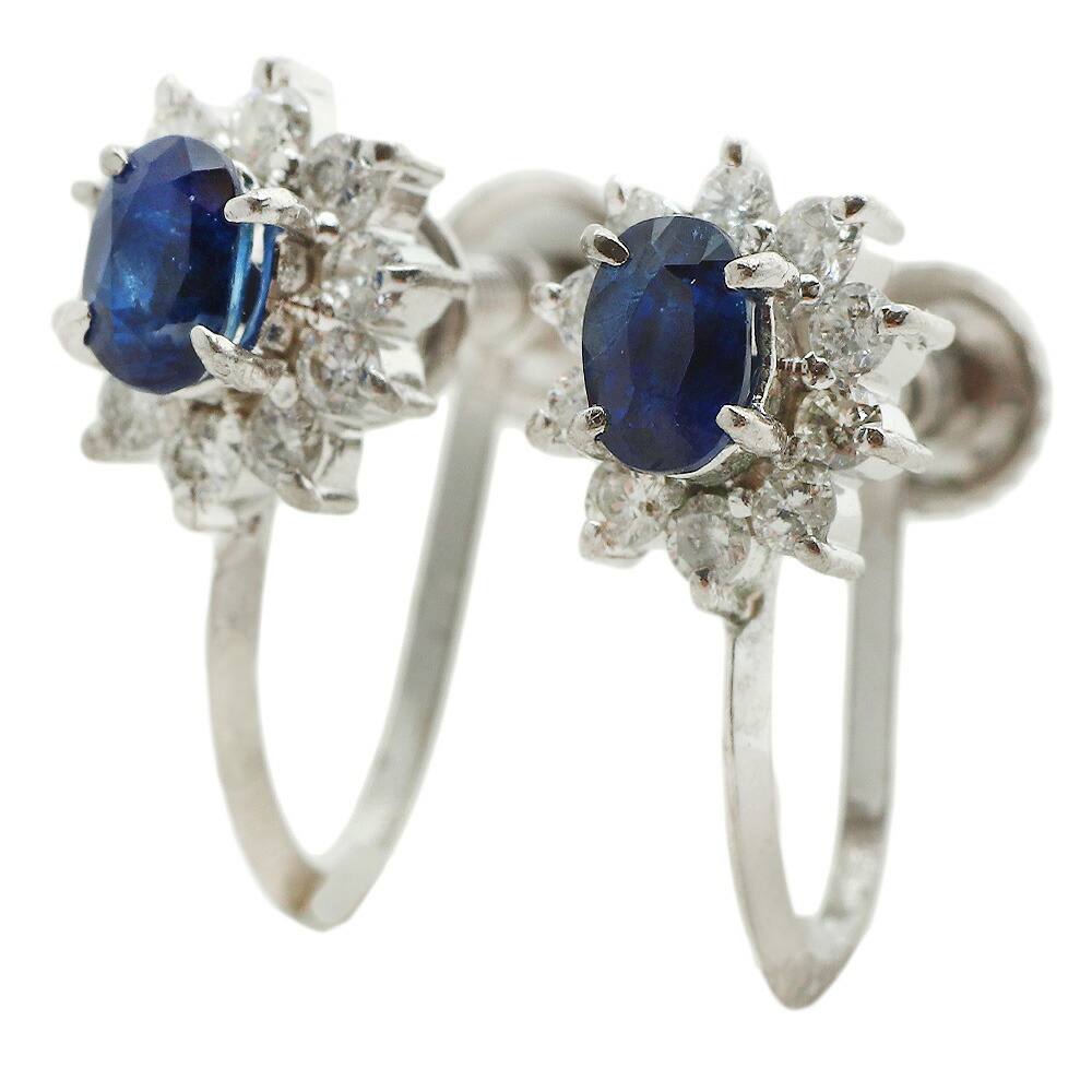 【本物保証】 鑑付 超美品 天然コランダム イヤリング 約2.9g Pt900 ブルーサファイア計0.56ct メレダイヤ計0.26ct ノーブランド No brand 【中古】|高島屋質店【創業73年老舗質屋】