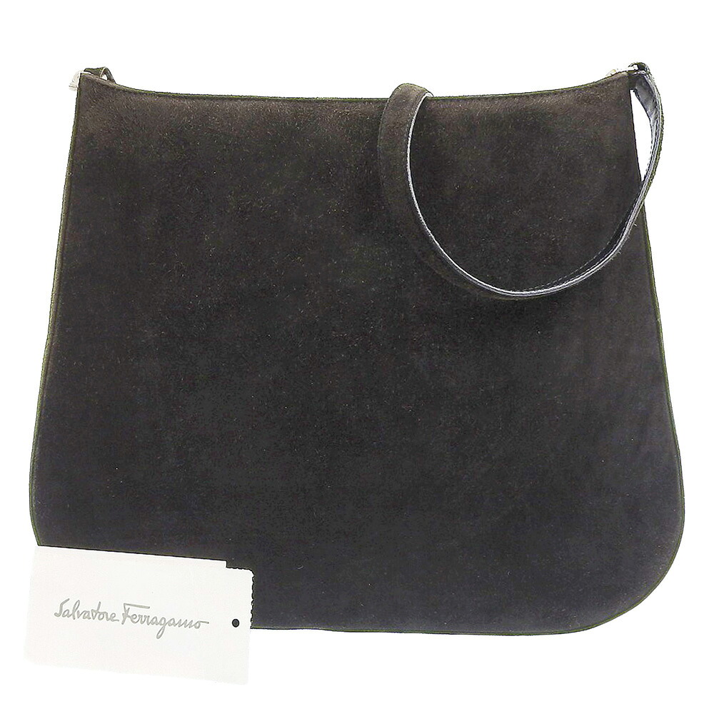 【本物保証】 サルヴァトーレ フェラガモ SALVATORE FERRAGAMO ワンショルダーバッグ スエード ダークブラウン EE 21 0822 50 シンプル 【中古】