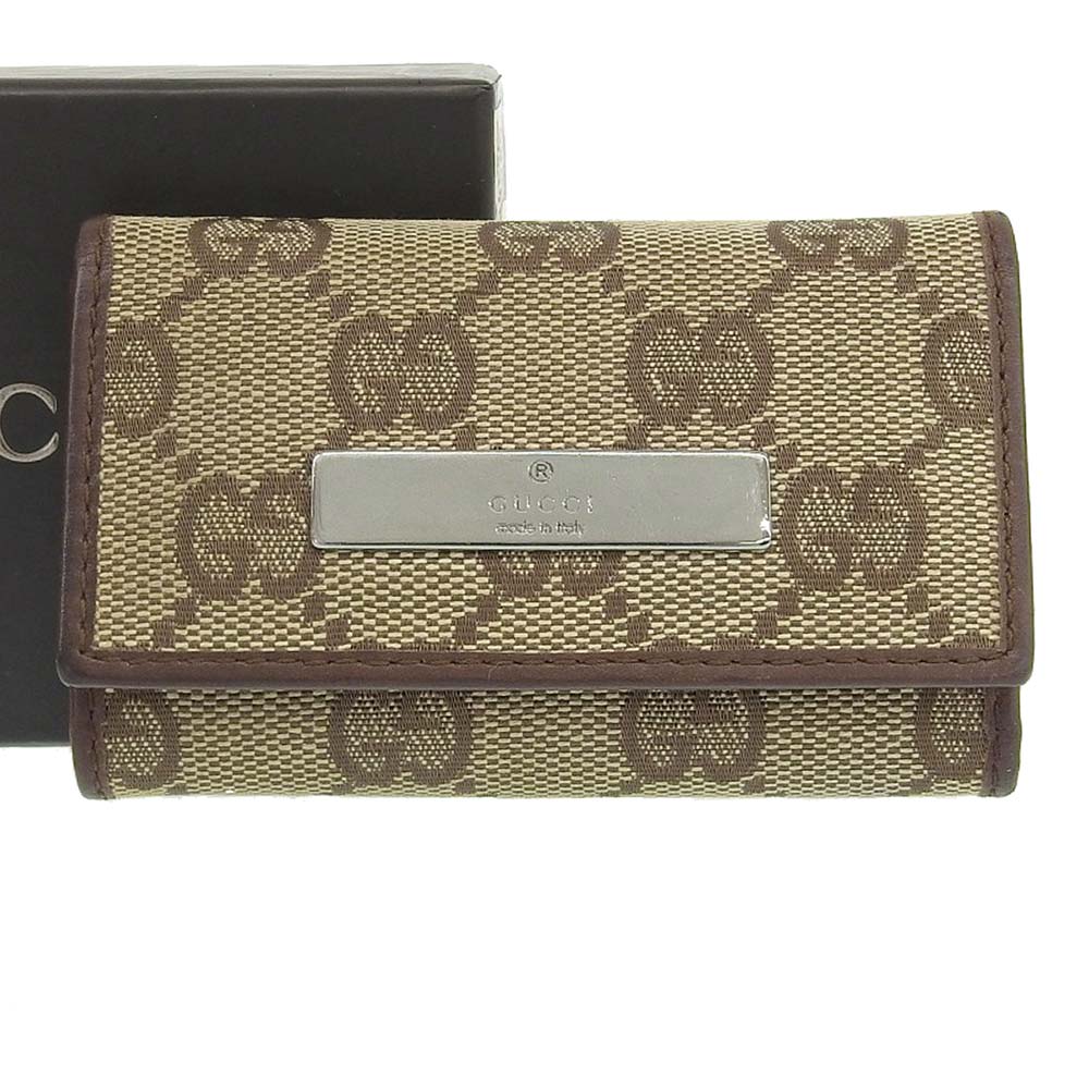 【本物保証】 箱付 グッチ GUCCI GGキャンバス キーケース6本用 鍵入れ 茶 ブラウン 04565 2149 【中古】
