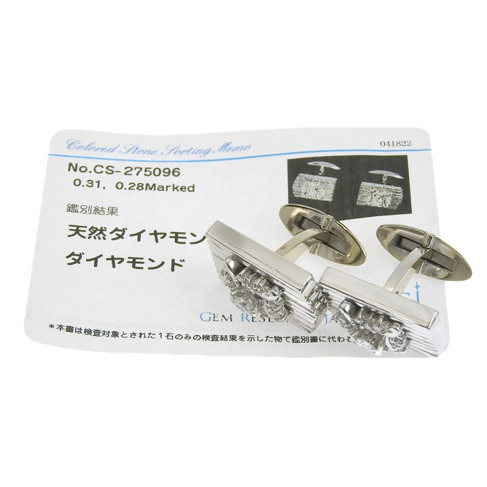 鑑付 新品同様 天然ダイヤモンド カフスボタン メレダイヤモンド ...