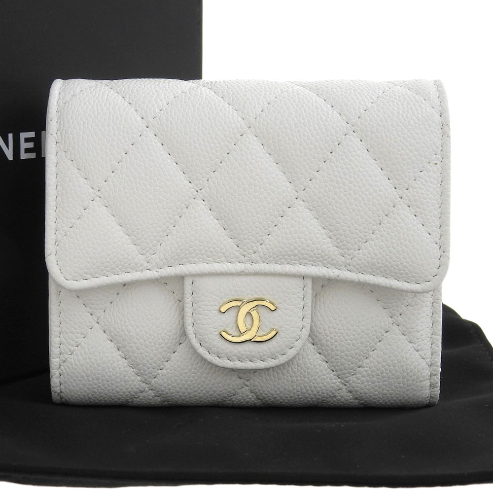 入手困難◆送料込み【CHANEL】クラシック フラップ財布 ホワイト クラシック ジップ ウォレット - グレインド シャイニー カーフ