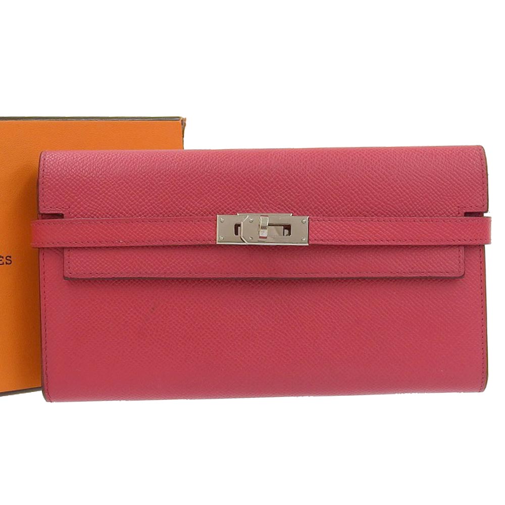 【本物保証】 箱付 エルメス HERMES ケリーウォレット A刻印 長財布 エプソン ローズエクストリーム 【中古】