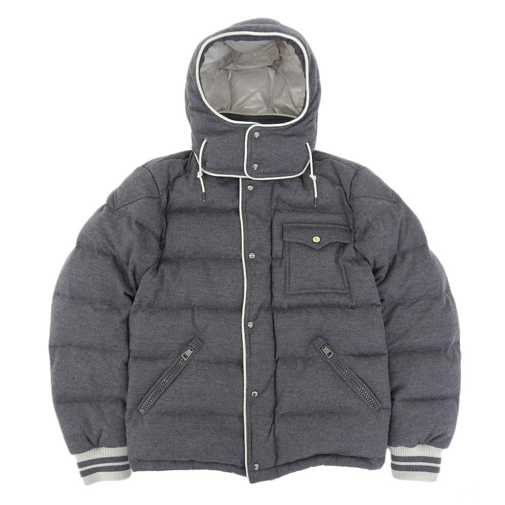 【本物保証】 モンクレール MONCLER ブレスル BRESLE ダウンジャケット サイズ3 メンズ アウター ウール グレー 【中古】