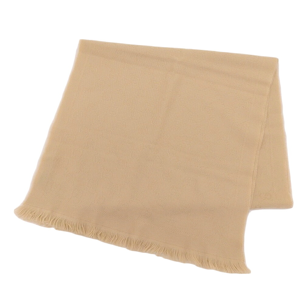 【本物保証】 グッチ GUCCI インターロッキング Gロゴ GG マフラー ウール100% ベージュ 【中古】