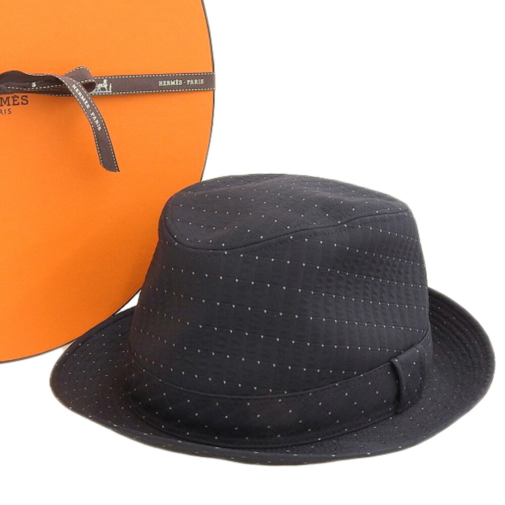 楽天市場】HERMES エルメス 帽子 ネバダ ライン #58 黒 (ブラック