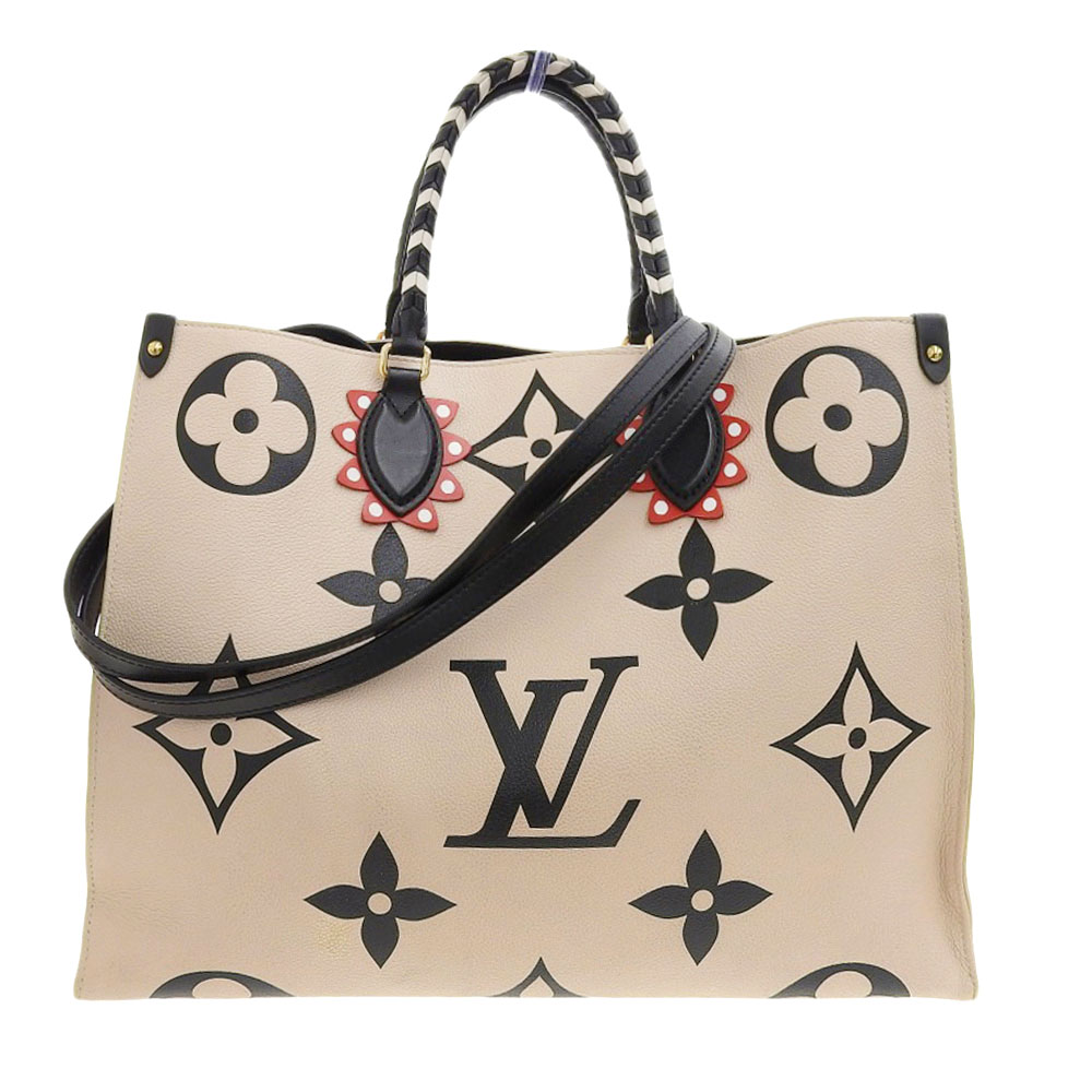 【本物保証】 超美品 ルイヴィトン LOUIS VUITTON ジャイアント モノグラム アンプラント オンザゴーGM M45372 2WAYバッグ クレーム 【中古】