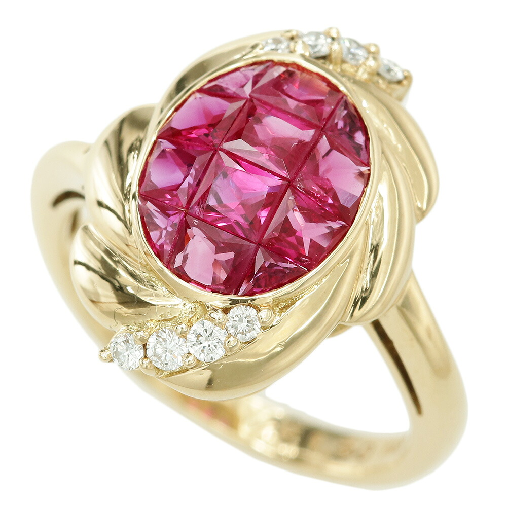 【本物保証】 鑑付 新品同様 リング 約5.5g K18YG メレピンクサファイア 1.50ct メレダイヤ 0.120ct 約12号 天然コランダム ノーブランド 【中古】｜高島屋質店【創業73年老舗質屋】