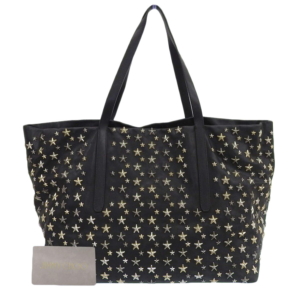 ✨極美品✨ジミーチュウ　ピムリコ　大容量トート　スターエンボス　グレー　シボ革 JIMMY CHOO(ジミーチュウ) トートバッグ ピムリコS グレー