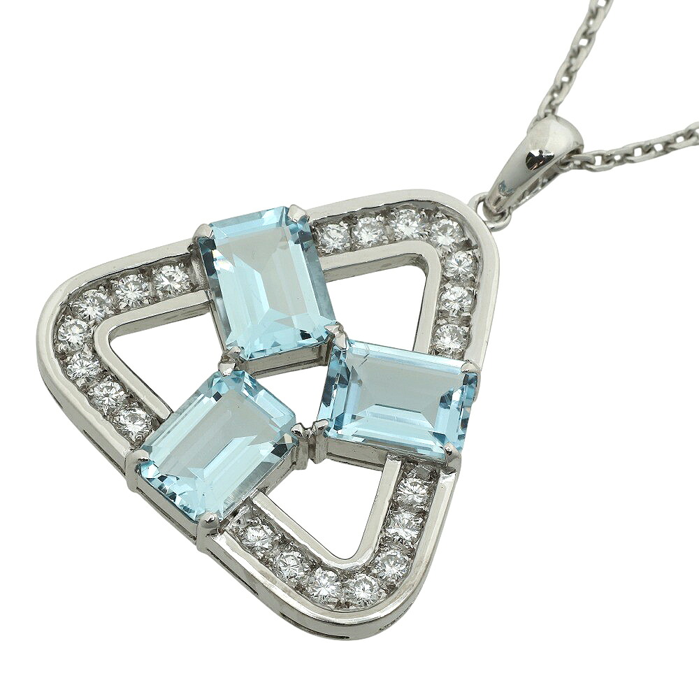 【本物保証】 鑑付 新品同様 ミキモト MIKIMOTO 約8.3g ネックレス K14WG ホワイトゴールド アクアマリン 3石 メレダイヤモンド 【中古】|高島屋質店【創業73年老舗質屋】