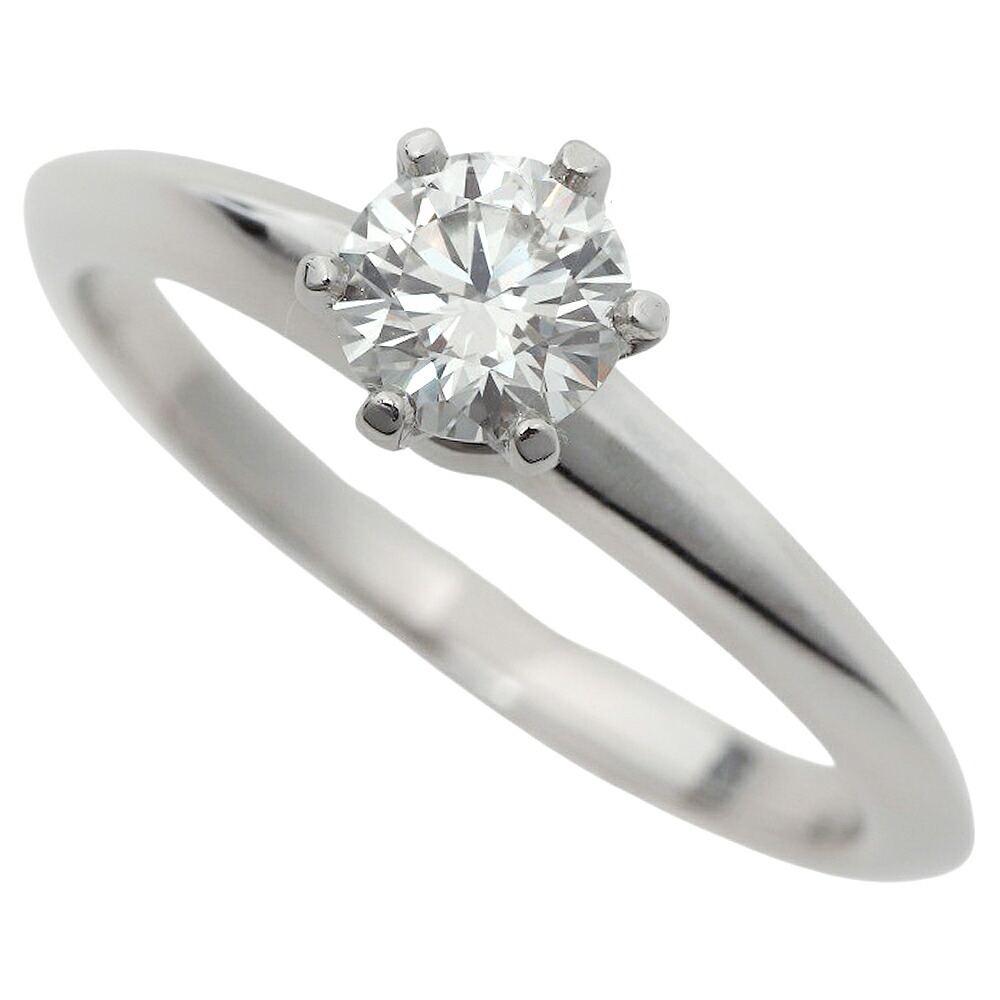 【本物保証】 鑑付 新品同様 ティファニー TIFFANY & Co. 約3.8g クラシックソリティア リング 指輪 Pt950 ダイヤ0.408ct(G-VS1-EX) 約9号 【中古】