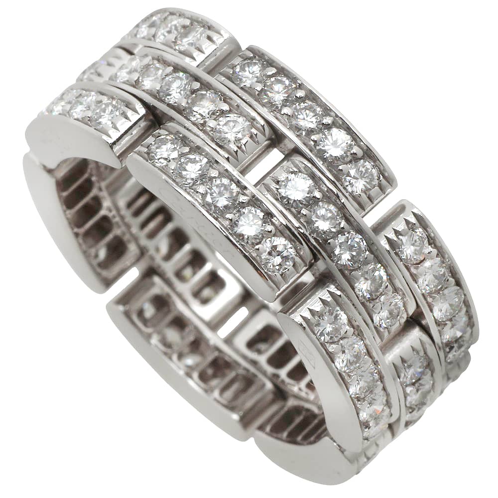 【本物保証】 箱・保付 新品同様 カルティエ CARTIER 10.3g マイヨンパンテールリング 指輪 K18WG フルダイヤモンド #53 12.5号 【中古】