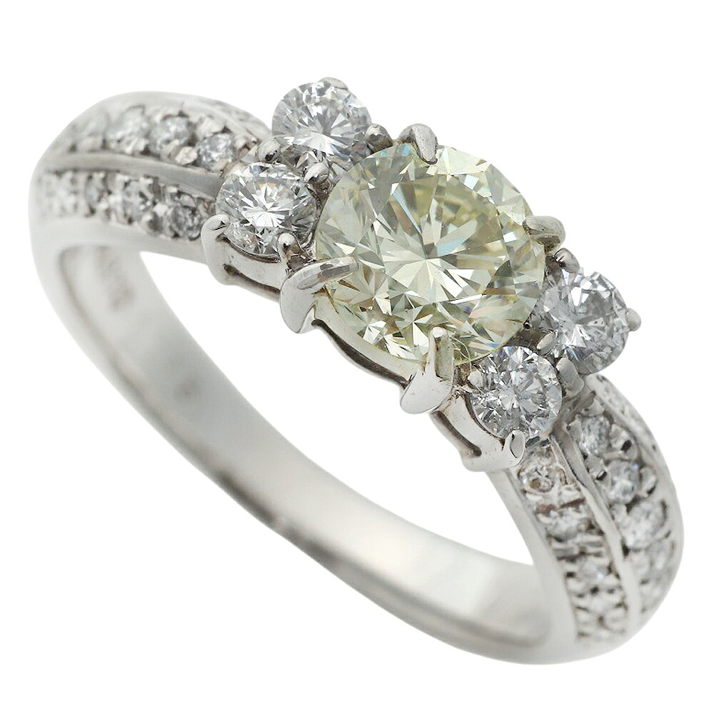 【本物保証】 鑑付 新品同様 リング 指輪 6.3g プラチナ Pt900 ダイヤ 1.014ct メレダイヤ 0.57ct 12号 1ct up 1カラット以上 ノーブランド 【中古】