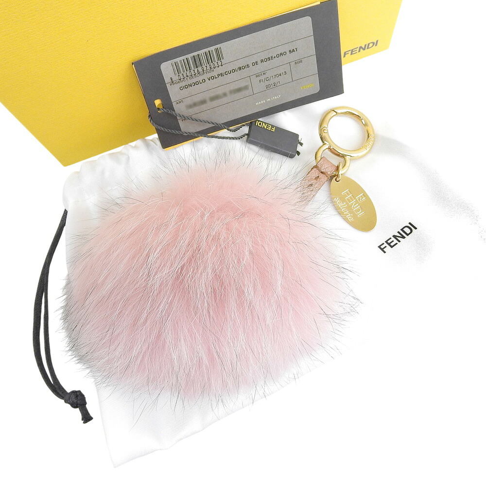 【本物保証】 箱・布袋付 新品同様 フェンディ FENDI ポンポン バッグチャーム 7AR259 チャーム ピンクファー 【中古】
