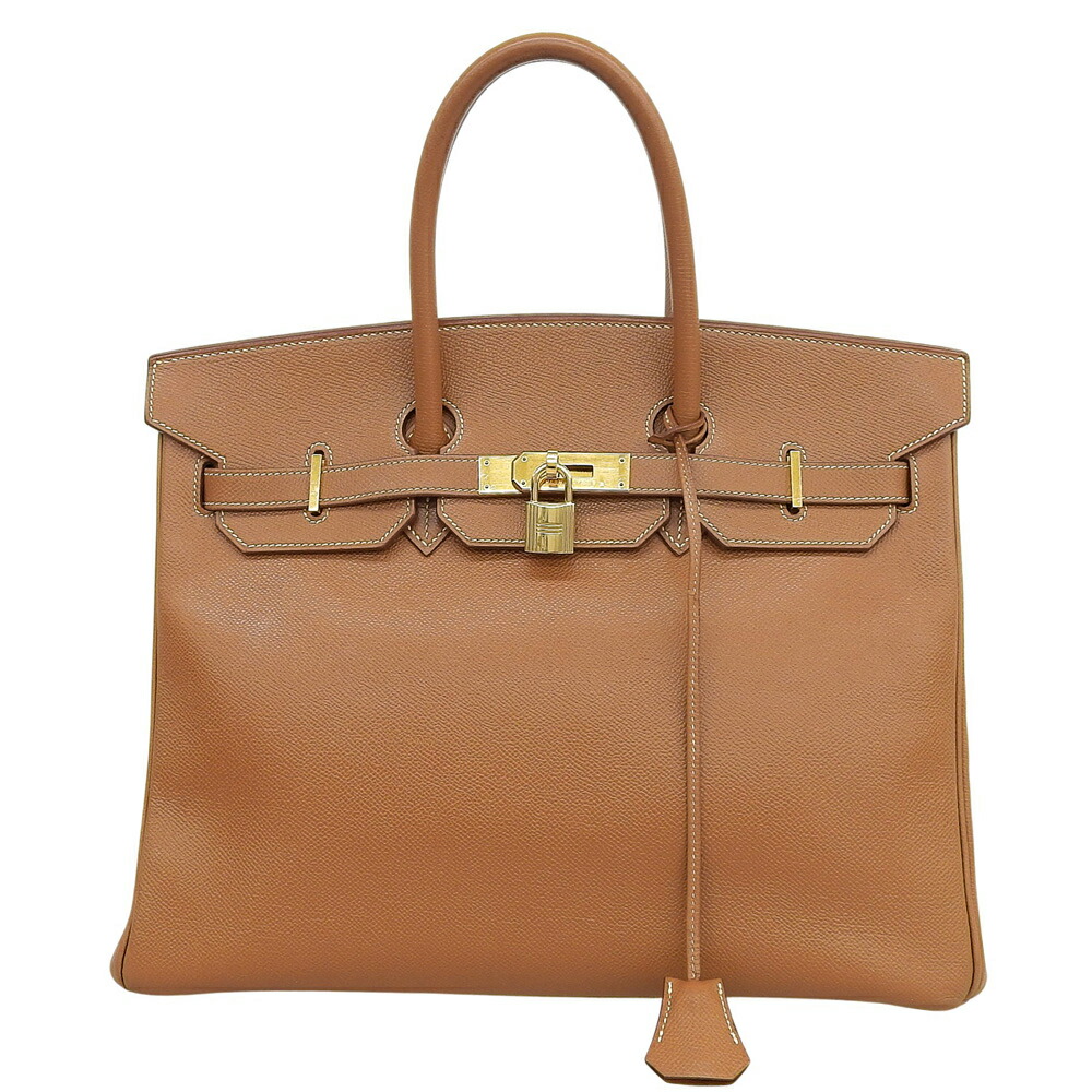 【本物保証】 エルメス HERMES バーキン35 □F刻印 ハンドバッグ エプソン ゴールド ゴールド金具 【中古】