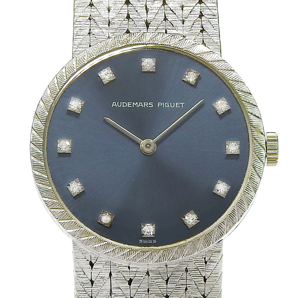 【本物保証】 新品同様 オーデマピゲ AUDEMARS PIGUET 青文字盤 12Pダイヤ K18WG 47.0g 手巻 約23mm レディース 腕時計 【中古】｜高島屋質店【創業73年老舗質屋】