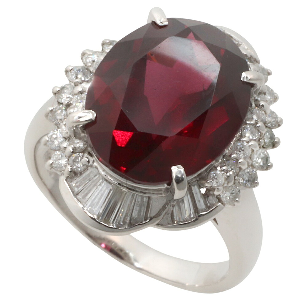 【本物保証】 鑑付 新品同様 リング 指輪 11.4g プラチナ Pt900 ロードライトガーネット8.52ct ダイヤ0.75ct 11.5号 8.0ct up ノーブランド 【中古】