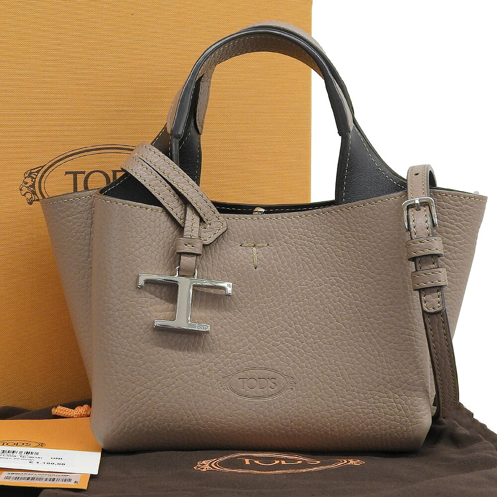 【本物保証】 箱・布袋付 新品同様 トッズ TOD'S Tタイムレス マイクロ XBWAPAFL000 QRI036I 2WAYバッグ レザー ベージュ 【中古】|高島屋質店【創業73年老舗質屋】