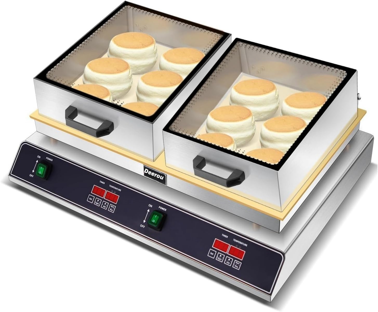 明かりスフレマシン1500W 御役目用目に見えるカバースフレマシン110V明かりスフレマシン 体温活動の領域50~300℃ ノン突っ支い棒銅暖める一皿付き添い人 西洋菓子ベーカー計器 食べ物屋 食麺麭屋用 (ダブル尖端,しろがね色)