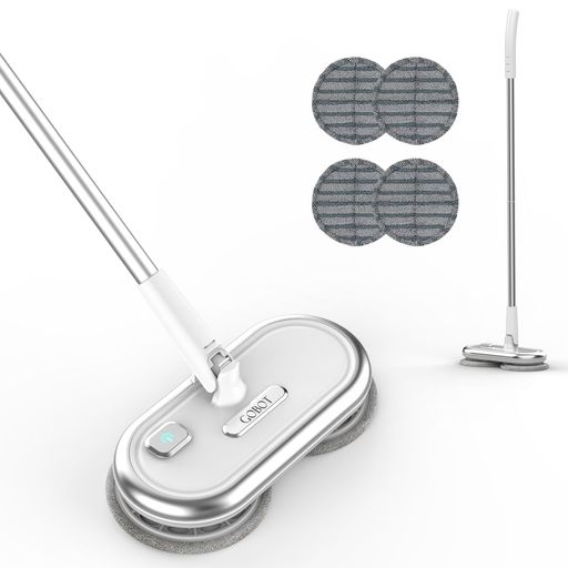 GOBOT電動回転モップクリーナ軽量電動モップ水拭きコードレス床拭きモップパッド4枚付きフローリング掃除高速回転充電式自立式掃除グッズ