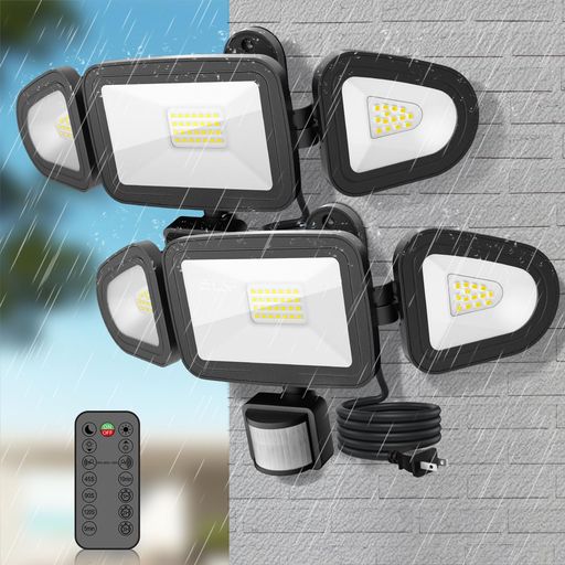 CLY LED検知器点火装置 屋内/室外当て嵌める可 人感検知器 LED写真用照明 42W 昼白いこと 6500K フラッドライト 遠隔操作取りまわし 自動小銃点灯/消灯 高明快さ 4200lm 3灯式 IP66雨合羽遣りかた 省エネ 晴れ晴れしい 防犯点火装置…