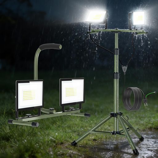 TENKOO\u0026YOU 写真用照明 led やり方灯 160W 20,000ルーメン 室外 細工物点火装置 雨合羽IP66 2灯相応う 照明ランプ付き添い人写真用照明 三脚架付き添い人照明ランプ 高さ合わせる106-195糎 やり方点火装置 昼光色 6500K 伸縮手合い 折畳 三脚架 照明ランプ