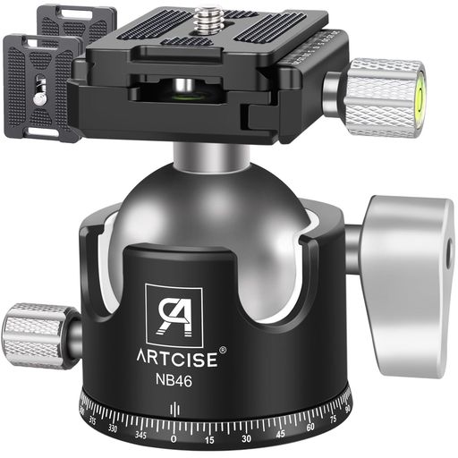 ARTCISE46mm低重心ボール雲台CNC加工アルミ360度回転パノラマボールヘッドアルカスイス互換クイックシュー自由雲台一眼レフDSLRビデオカメラ用最大耐荷重20キロ 6,435円