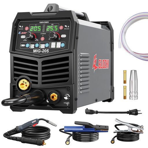 GZGUOZHI溶接機半自動100v200V兼用205Aアルミ溶接機TIG溶接機MMA/アーク溶接ガス&ノンガススプールガン溶接機ワイヤー溶接1台7役多機能MIG溶接機インバーター直流半自動溶接機定格使用率60%