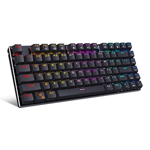 e元素ゲーミングキーボード81キーアンチゴーストキーメカニカル式RGB発光LEDバックライト付きUSB有線高速反応防水ゲーム用パソコン(赤軸ブラック)