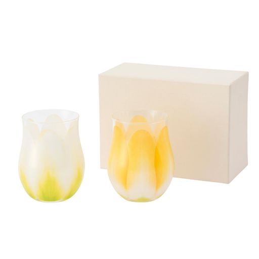 Floyd(フロイド)グラスタンブラーチューリップグラス2個セットギフト約340mlTulipGlass2輪ホワイト&イエロー日本製FL11-00815
