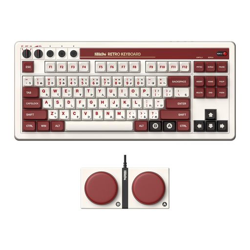 8Bitdo機械的鍵盤、Bluetooth/2.4G/USB-C熱っぽい切りかえる相応う取り組み鍵盤、87足懸かり、英語割りつける、WindowsとAndroidに適したデュアルスーパープログラマブルボタン(Fami版)