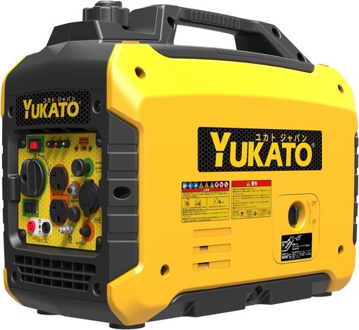 YUKATOインバーター発電機定格出力1.6kVA家庭用50Hz/60Hz切替約15kg防音型高出力正弦波インバーター搭載過負荷保護軽量静音ガソリン発電機PSE認証アウトドアレジャー防災備蓄災蓄非常用