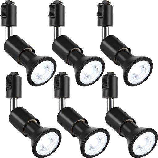 szbritelightスポットライトe26ダクトレールライト電球付きダクトレール用照明器具ライティングレール照明PAR20レフ球型ランプ付LED電球+器具セット(ブラック昼光色6個セット)