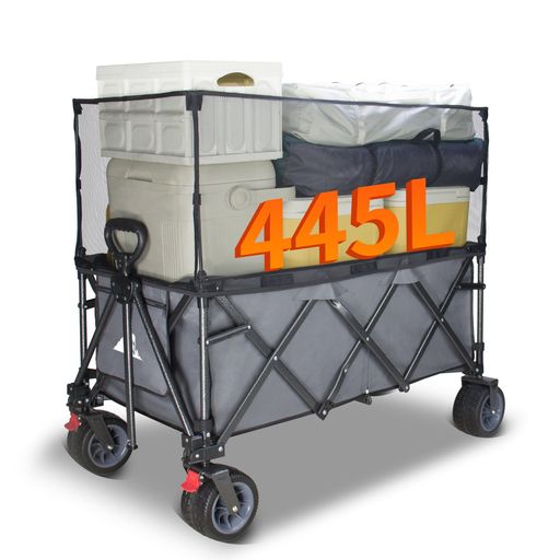 TOPWELL持ちはこび手押し車特大電気容量445L高耐荷重200kg【荷室の長さ103糎】長物相応う【幅10糎のベアリング内蔵極太タイア】打ち切り付き添い人深型ワンタッチ交わり型独立独歩納めるアウトドアワゴンキャンプ・…