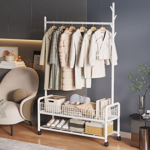 楽天市場】LNYCJP ハンガーラック 2メッシュ棚付き パイプハンガー