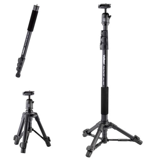 ベルボン 【web限定】Velbon スタンド型一脚 ポールポッド EX ボールヘッド AZ AMZPPODEX-BAHD 4段 レバーロック 脚径23mm 自由雲台 カメラ対応 専用ケース付属 クイックシュー対応 アルミ脚|ショップ内本町店