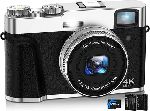NEZINI4Kデジタルカメラオートフォーカスデジカメ4800万画素Vlogカメラ手振れ補正光学ファインダーモードダイヤル16倍ズームLEDライトデジタル一眼レフコンパクトホットシュー外部マイク/…