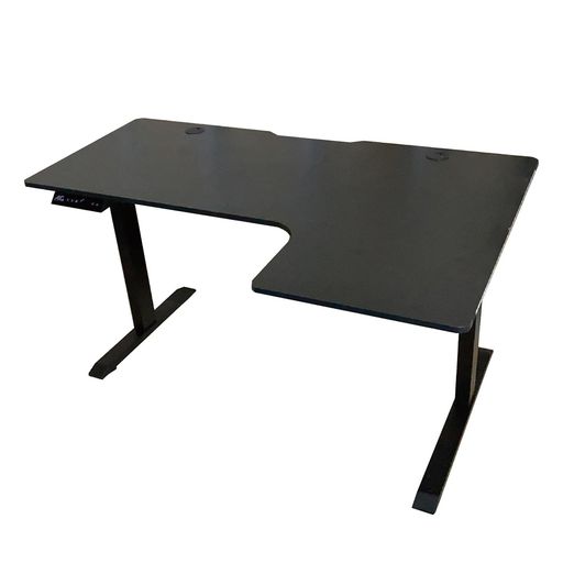 アローン(Allone)【web限定】電動昇降式LEDエレクトリックゲーミングデスクL字140cm140x60(L字部90)x72~120cm電動で高さ調節可能LED搭載光る木製カーボン調天板ブラックe-sports