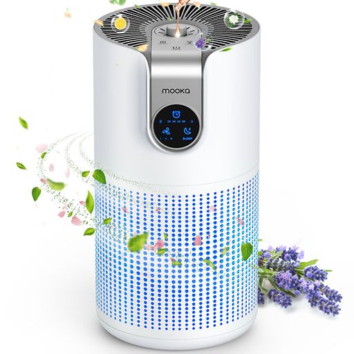 MOOKA小型30畳コンパクト空気清浄機3重ウイルス除去アレルギー対策軽音軽量省エネ持ち運びやすいお手入れやすい4段階風量調整LEDライト付きほこり花粉脱臭hepaフィルターペット除菌カビ… 7,426円