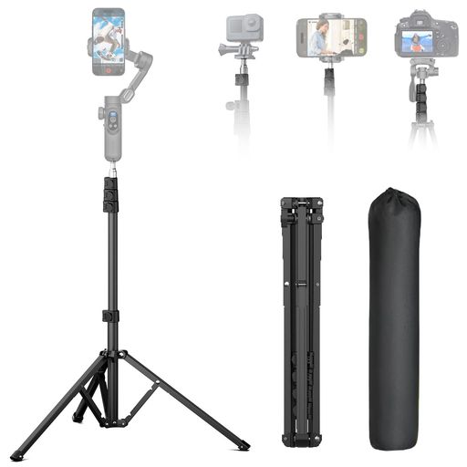 AOCHUANT20トラベル三脚AOCHUANジンバル金属製1.7M完全カメラ三脚スマートフォン用カメラジンバルスタビライザー0.44m~1.7mアルミニウム合金照明スタンド付き(T20)