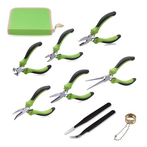 SPEEDWOX手芸用工具6点セットピンセット2種収納袋付手芸用ペンチセット平ヤットコ先曲ラジオペンチニッパー喰切先細ラジオペンチマイクロペンチアクセサリー工具スターターキット手芸…