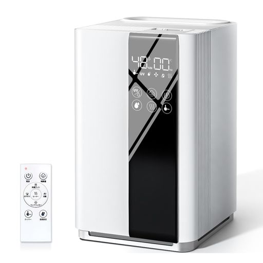 【2025新登場・AIスマート】加湿器大容量5L知能恒湿ハイブリッド式加湿器加熱式&超音波式4重除菌&マイナスイオン抗菌カートリッジ空気清浄機能100°C高温除菌アロマ対応上から注水パワフ…