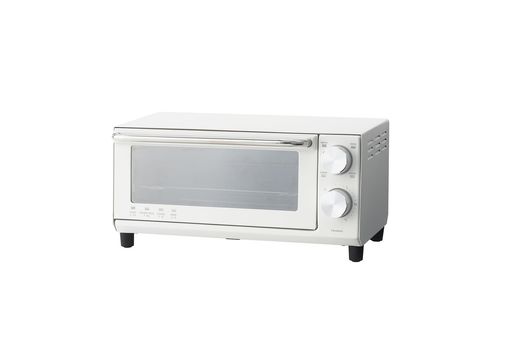 TWINBIRD(ツインバード)オーブントースター2枚焼き一人暮らし15分タイマー4段階出力切替コンパクト高さ約17cmハーフミラーガラストレー付ホワイトTS-D038W