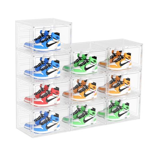 Findbetterシューズボックス10個大容量収納展示ボックス透明磁石開閉扉スニーカーボックスフィギュア収納ケース靴ケース収?靴箱男女兼用シューズケース玄関靴棚組立て式透明扉付き10個…