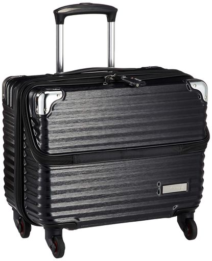 [トラベリスト]スーツケースジッパートップオープンビジネスキャリー横型機内持ち込み可30L40cm3.2kgブラックヘアライン