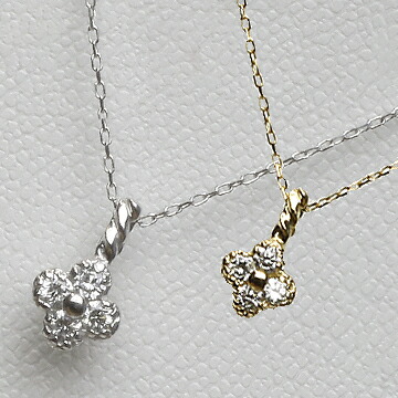 FlowerモチーフダイヤペンダントゴールドネックレスK18「4P0370」【送料無料】 *