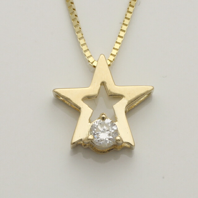 楽天市場】K18WG 星型 ダイヤモンドペンダント ネックレス 18金