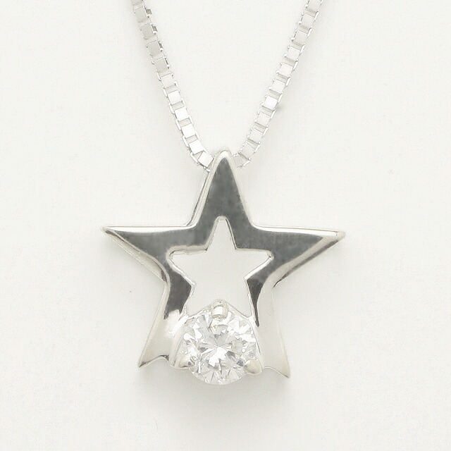 楽天市場】K18WG 星型 ダイヤモンドペンダント ネックレス 18金